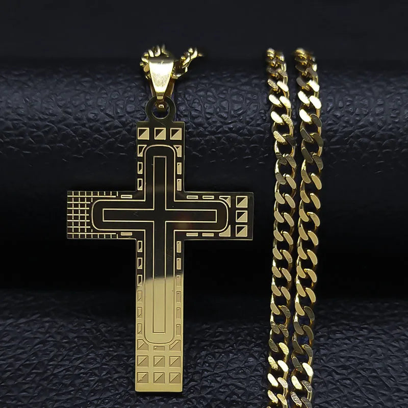 Stainless Steel Jesus Christ Cross Necklace for Men Women Big Hip Hop Gold Plated Necklaces Birthday Gift for Boyfriend NHH16S05