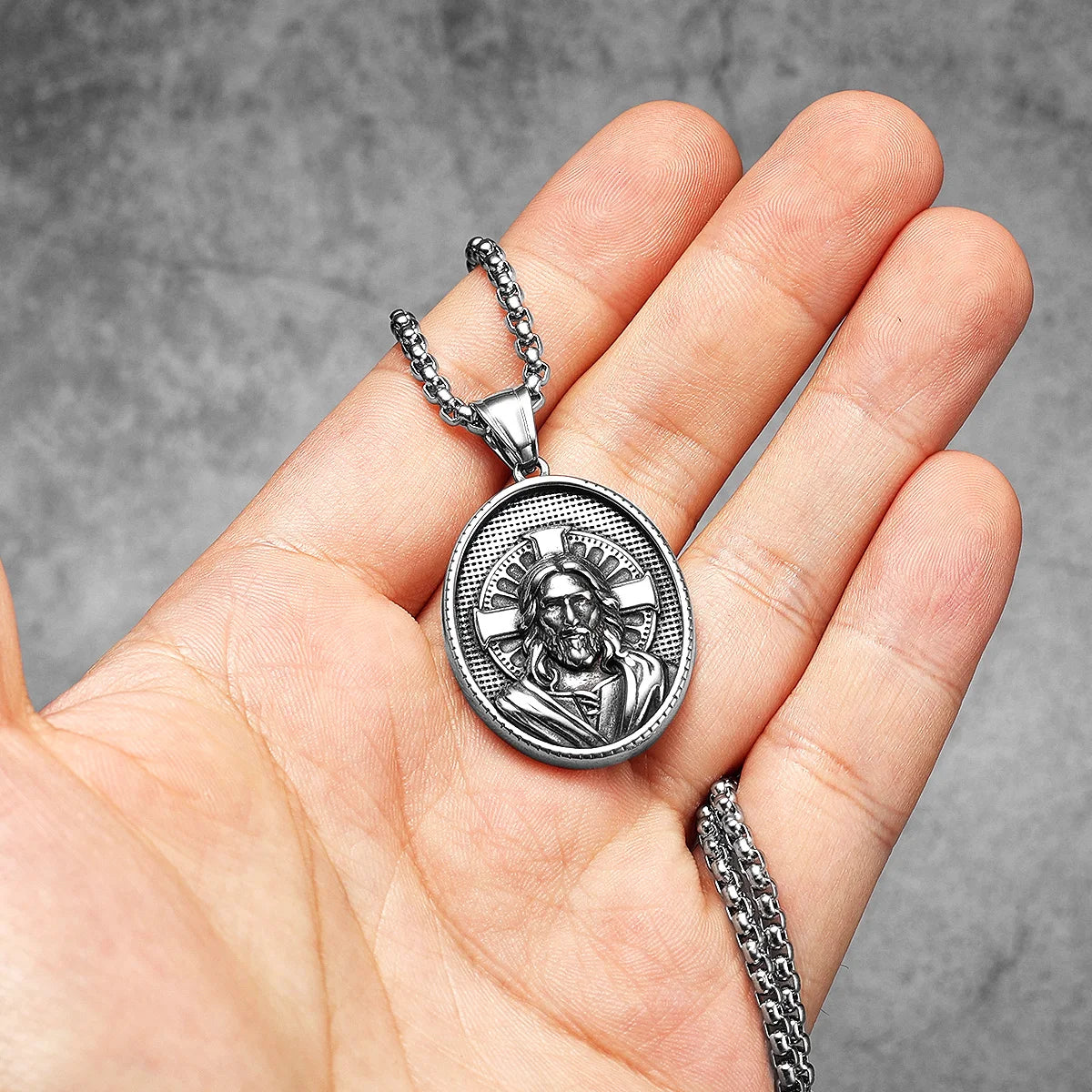 Cross Christian Jesus Powerful Amulet Stainless steel Men Necklaces Pendant Chain For Women Jewelry Accessories Gifts Wholesale