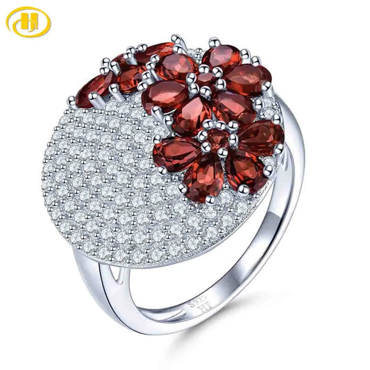 Natural Red Garnet 2.85 Carats 925 Silver Women's Ring Wedding Engagement Unique Special Design Jewelry Brand Birthday Gifts