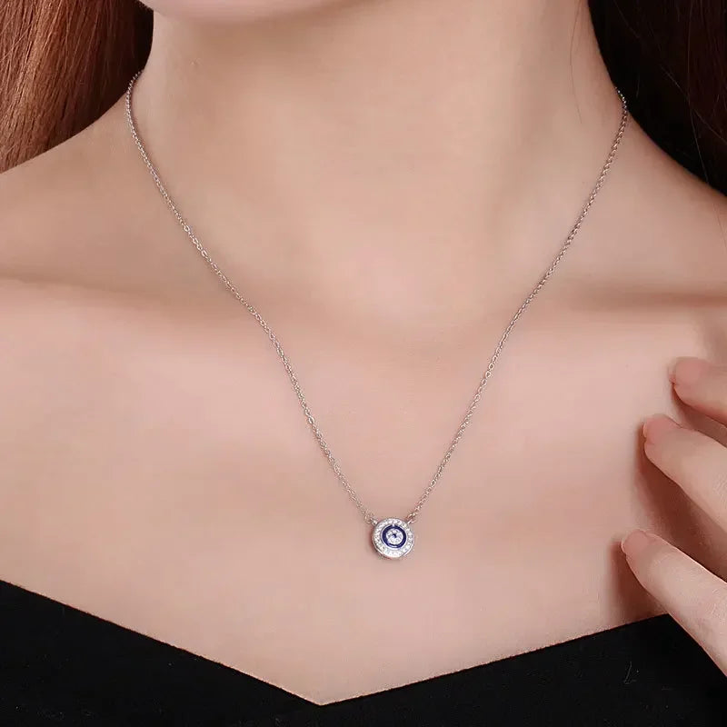 KALETINE 925 Sterling Silver Necklace Women Luck Blue Evil Eye Charm CZ Pendant Long Chain Necklaces Turkish Mens Jewelry Choker