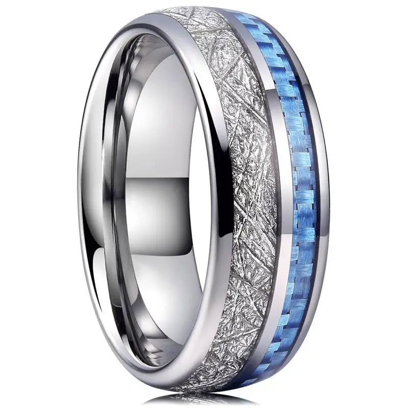 8mm Purple Red Wood Grain Stainless Steel Ring, Cool Promise Wedding Band for Men & Women, Comfort Fit, Wedding Band Jewelry