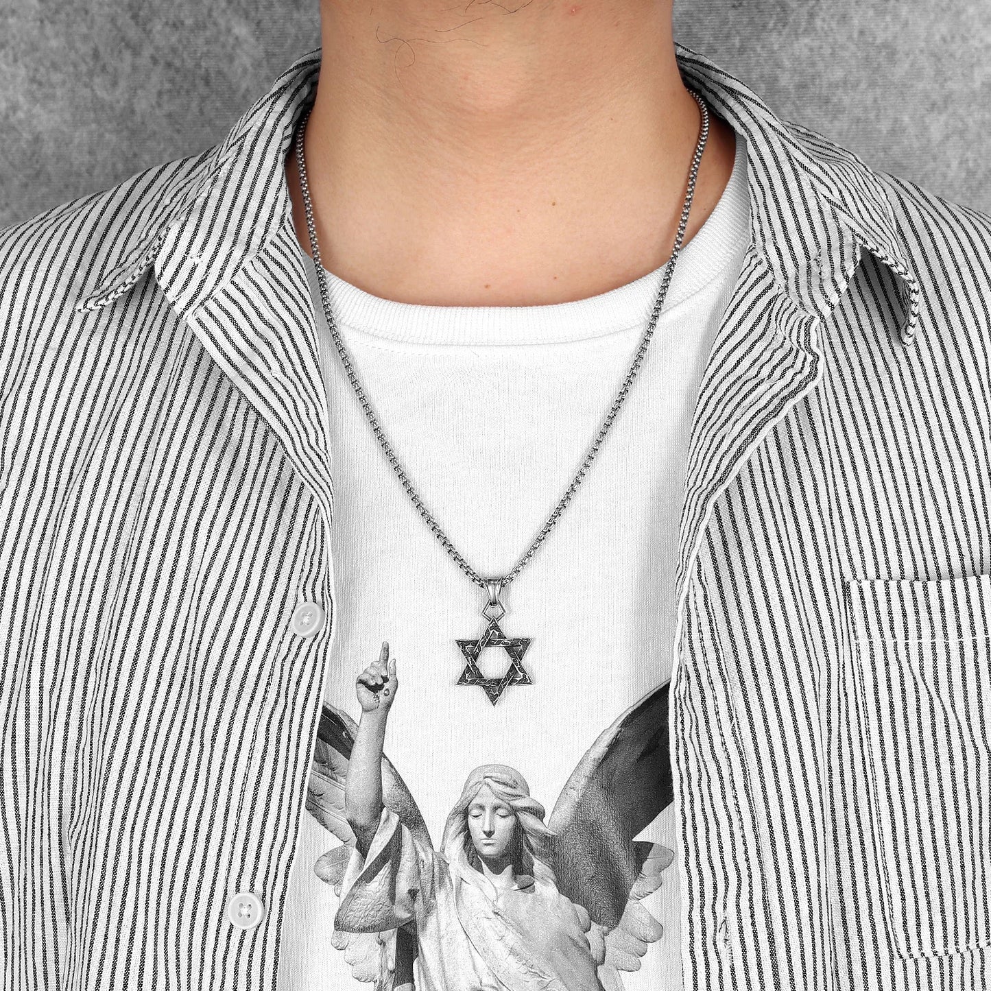 Star Of David Seal of Solomon Stainless Steel Men Necklaces Pendant Chain Punk For Women Fashion Jewelry Gifts Wholesale