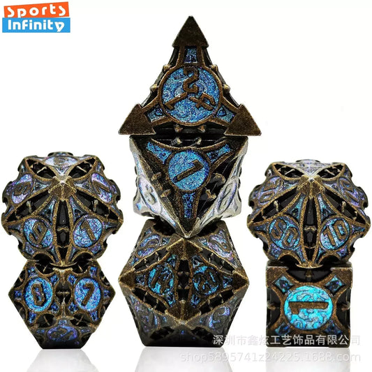 7Pcs Set Metal Dice Solid Polyhedral Number Dice Kit for DND Running Team RPG D4 D6 D8 D10 D12 D20 Table Board Game dnd Dice Set