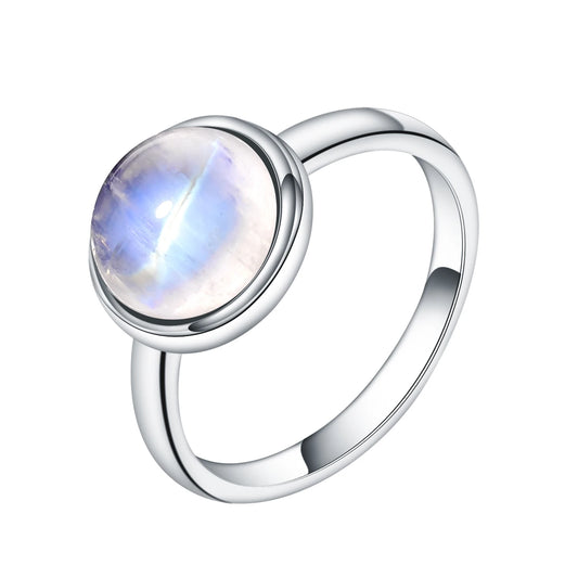 GEM'S BALLET Natural Rainbow Moonstone, 925 Sterling Silver, Dainty Gemstone Ring,  Gift For Her, Promise Ring, June Birthstone