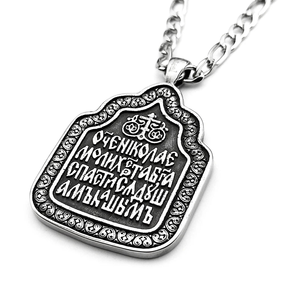 Saint Nicholas Santa Claus Chain For Women Men Stainless Steel Black Cross Turkey The Orthodox Church Necklace Jewelry Gifts
