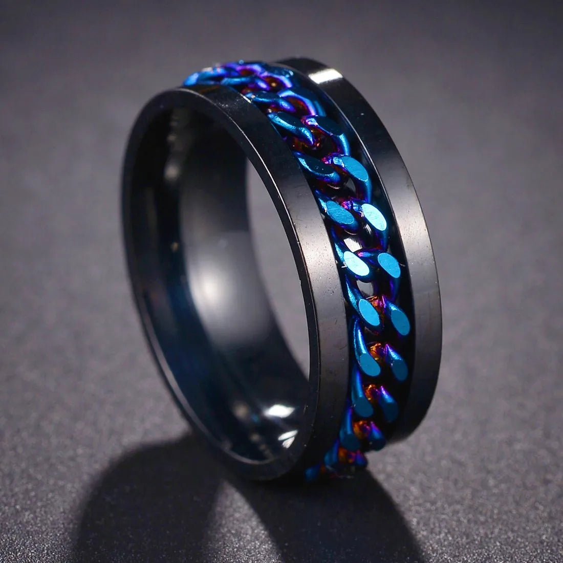 Fashion New 8mm Simple Men Ring Smooth Stainless Steel Blue Charms Rings Women's Couple Jewelry Gift Dropshipping