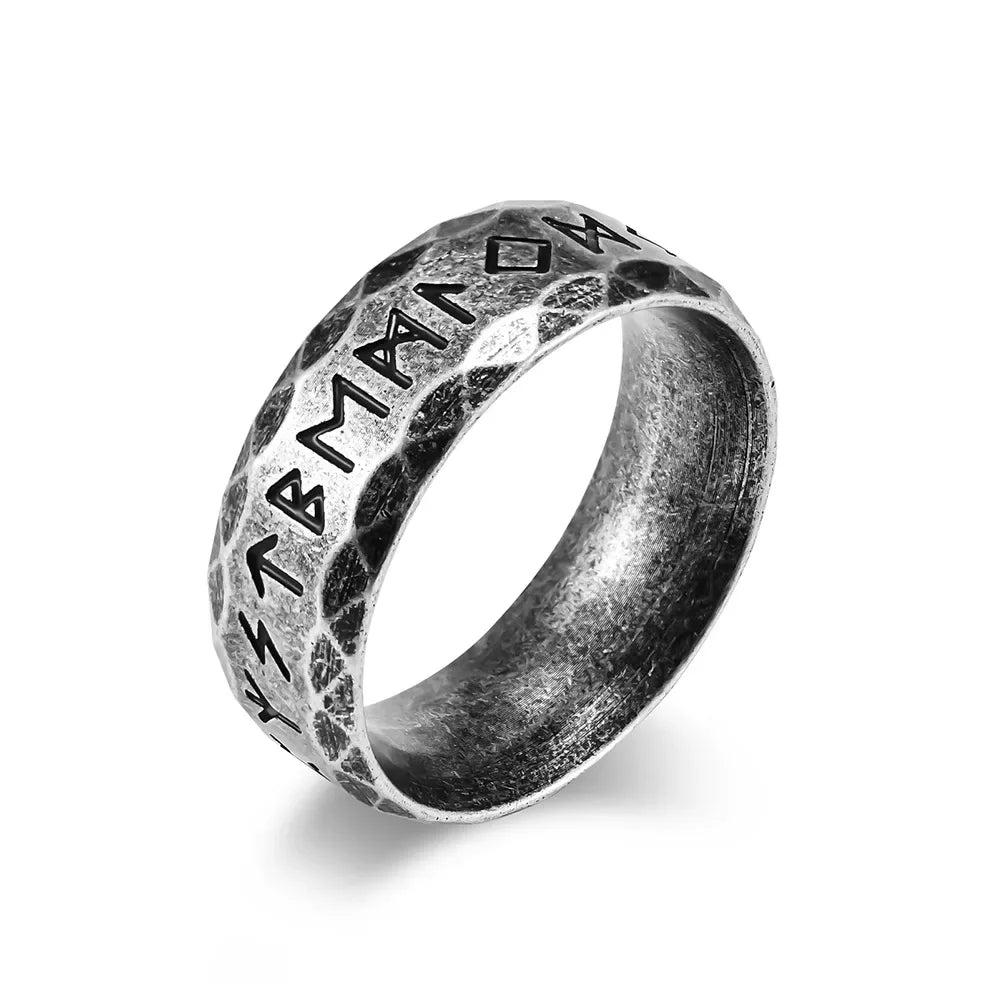 Nordic Retro Rune Ring For Men Women Simple 316L Stainless Steel Odin Letter Rings Couple Amulet Jewelry Accessoires Gifts