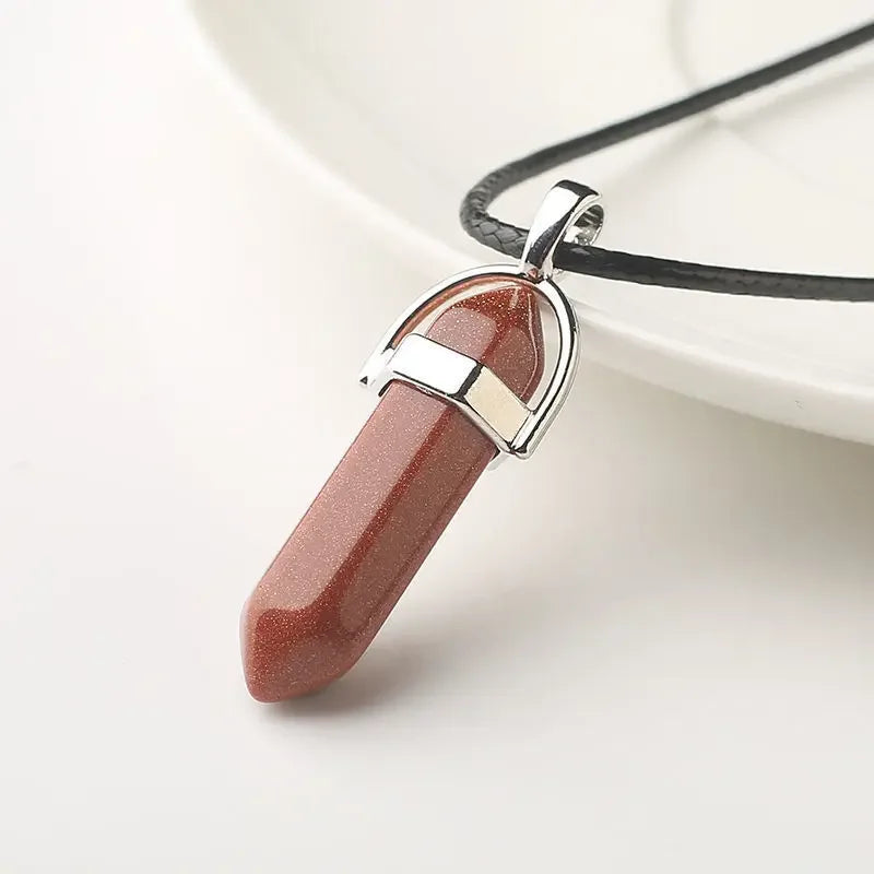 Natural Crystal Wishing Stone Necklace Energy Stone Hexagonal Pendant Men Women Birthday Gift Healing Talisman Jewelry
