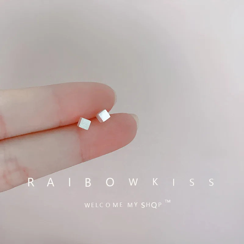Tiny Minimalist Silver Plated Korean Mini Small Heart Stars Stud Earrings for Women Student Teen Simple Ear Piercing Jewelry