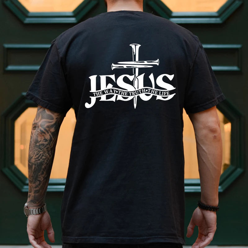 Men Tee Shirt Jesus Christ Back Printing T-Shirt Fashion Graphic Tops Gift for Christian Jesus Streetwear Oversized Y2k Clothing 240424-0-6