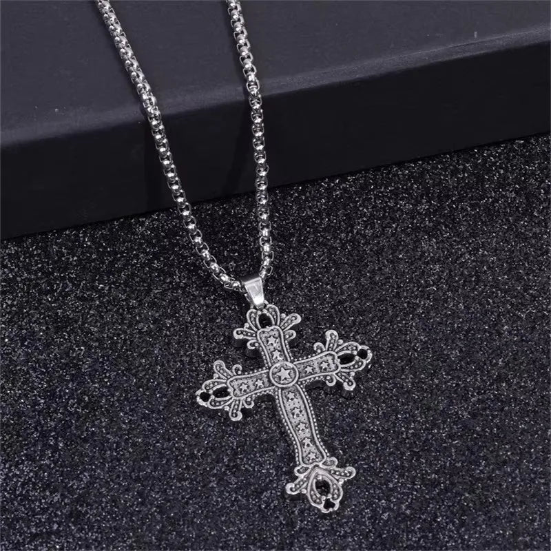 European And American Fashion Personality Retro Gothic Cross Necklace For Men And Women Street Hip-Hop Trendsetters Versatile Pe