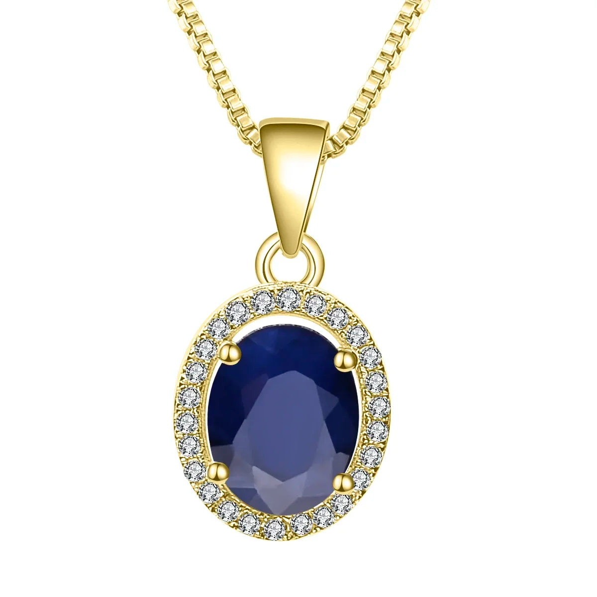 Gem's Ballet Natural Natural Blue Sapphire Real 585 14K 10K 18K Gold 925 Silver Pendant Necklace For Women Necklace Jewelry Yellow Gold United States