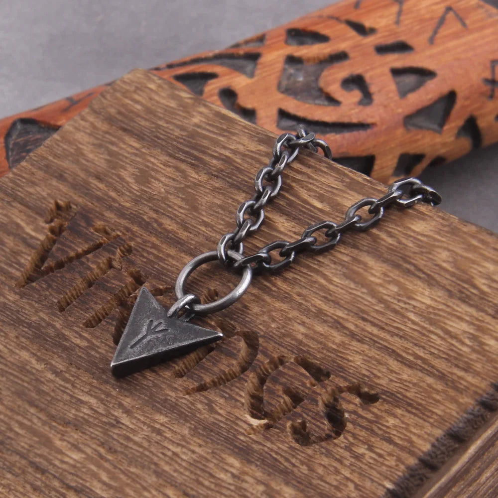 Viking Necklace for Men Studry Stainless Steel Norse Mythology Jewelry Viking Spear/Odin Amulet Pendant Necklace