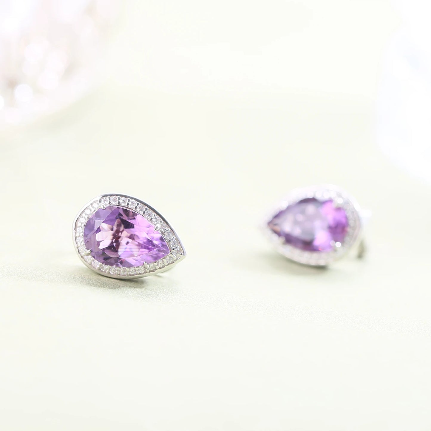 GEM'S BALLET Tiger Element Earrings Pear Shape 8x12mm Lab Blue Sapphire Stud Earrings in 925 Sterling Silver Gift For Her