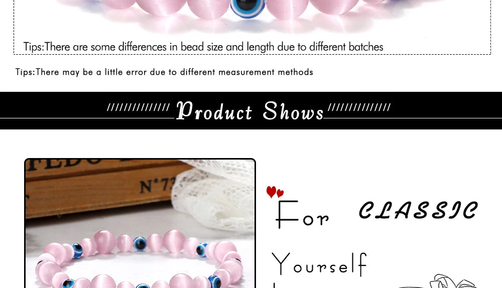 Blue Evil Eye Beaded Bracelets Natural Cat Eye Stone 6 8mm Opal Men Bangles Adjustable Women Bracelet Lucky Yoga Jewelry Gifts