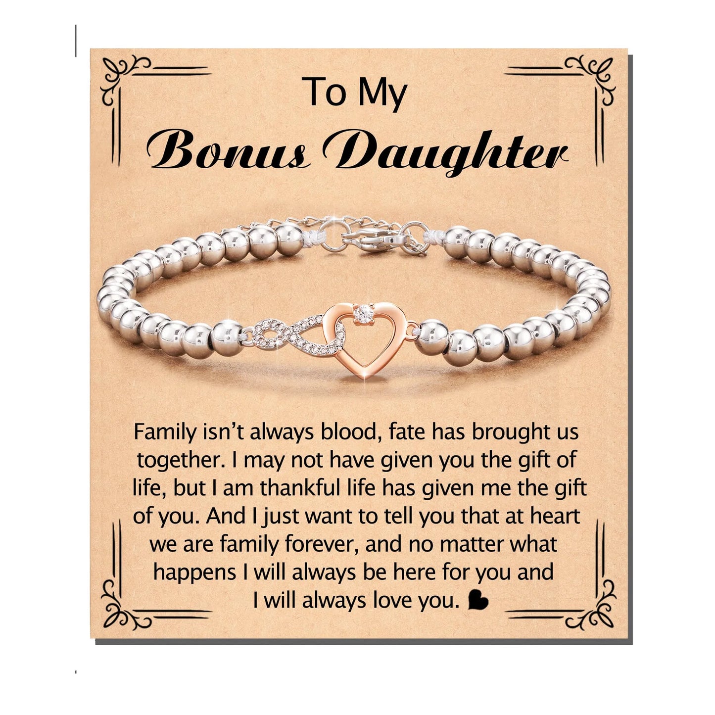 Love-filled diamond beaded bracelet, birthday jewelry gifts for wife, daughter, mother, grandmother, sister, mom, with cards