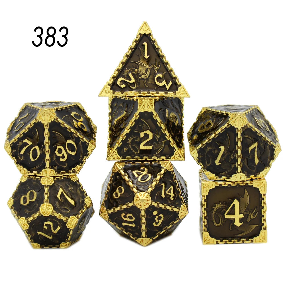 YANSHEGNYI-Metal Dice Dice Set, Dragon, RPG, D & D Board Games, Sex Polyhedral, D Dice, Dadi Dados, 7Pcs 383