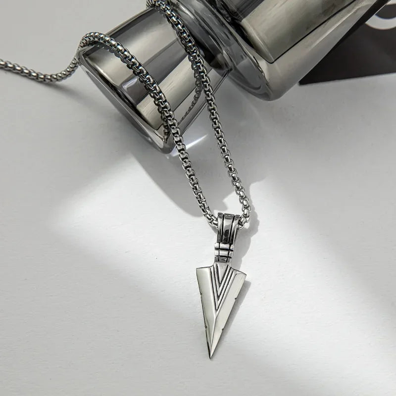 New Exquisite Fashionable Retro Spearhead Arrow Pendant Necklace For Personalized Men'S And Women'S Jewelry Accessories Gifts
