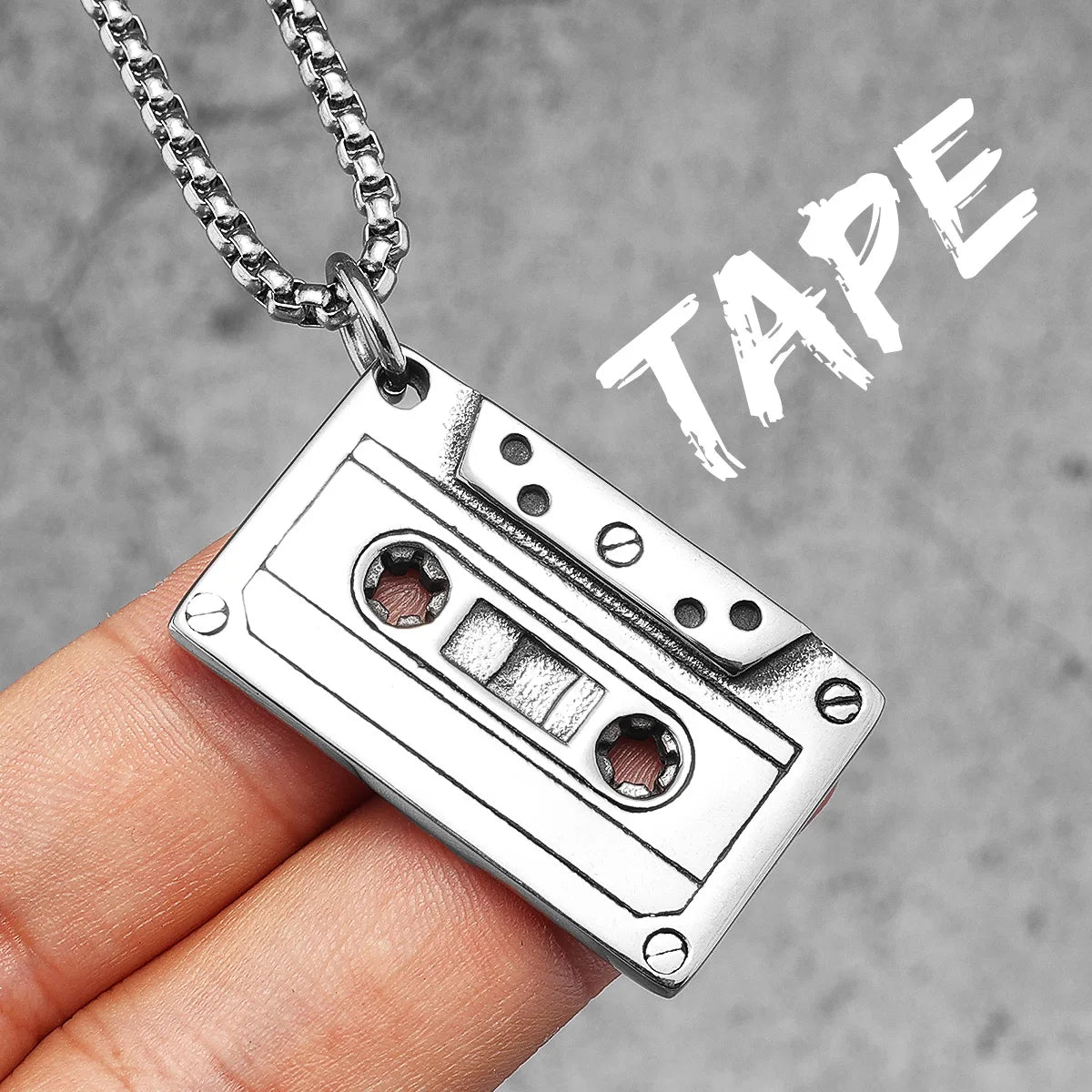 Musical Instrument Guitar Tape Stainless Steel Men Necklaces Pendant Chain Punk Rock Hiphop Women Fashion Jewelry Gift Wholesale