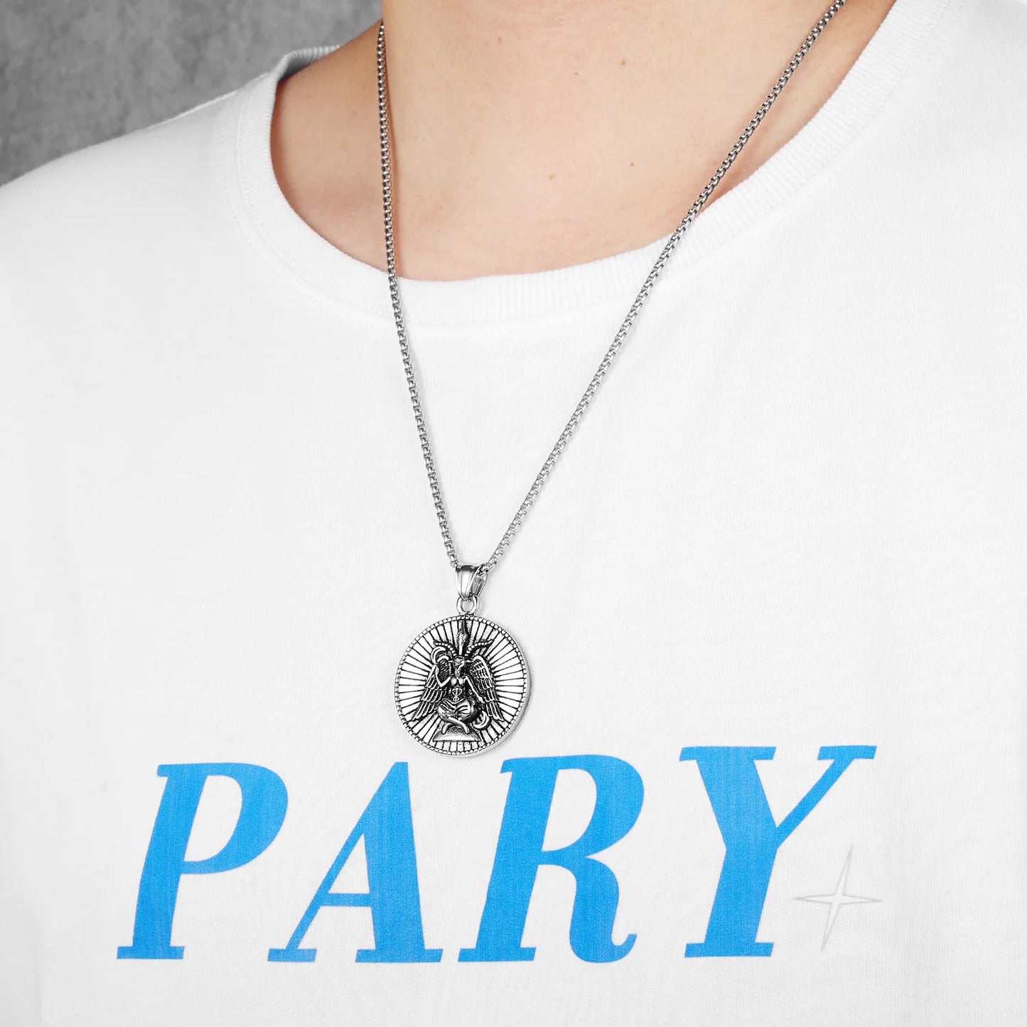 Fallen Angel Devil Satan Stainless Steel Men Necklaces Pendant Chain Powerful Amulet Vintage For Women Jewelry Gifts Wholesale
