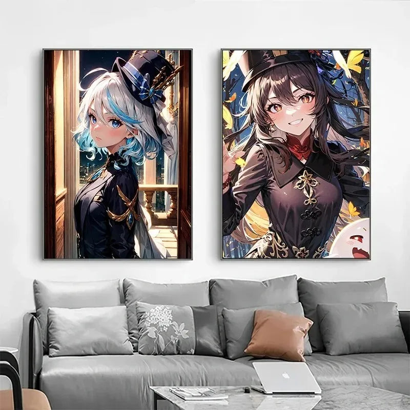 Anime Games Genshin Impact Role Poster Kokomi Yae Miko Dehya Yoimiya Furina Canvas Painting Modern Wall Art Picture Home Decor