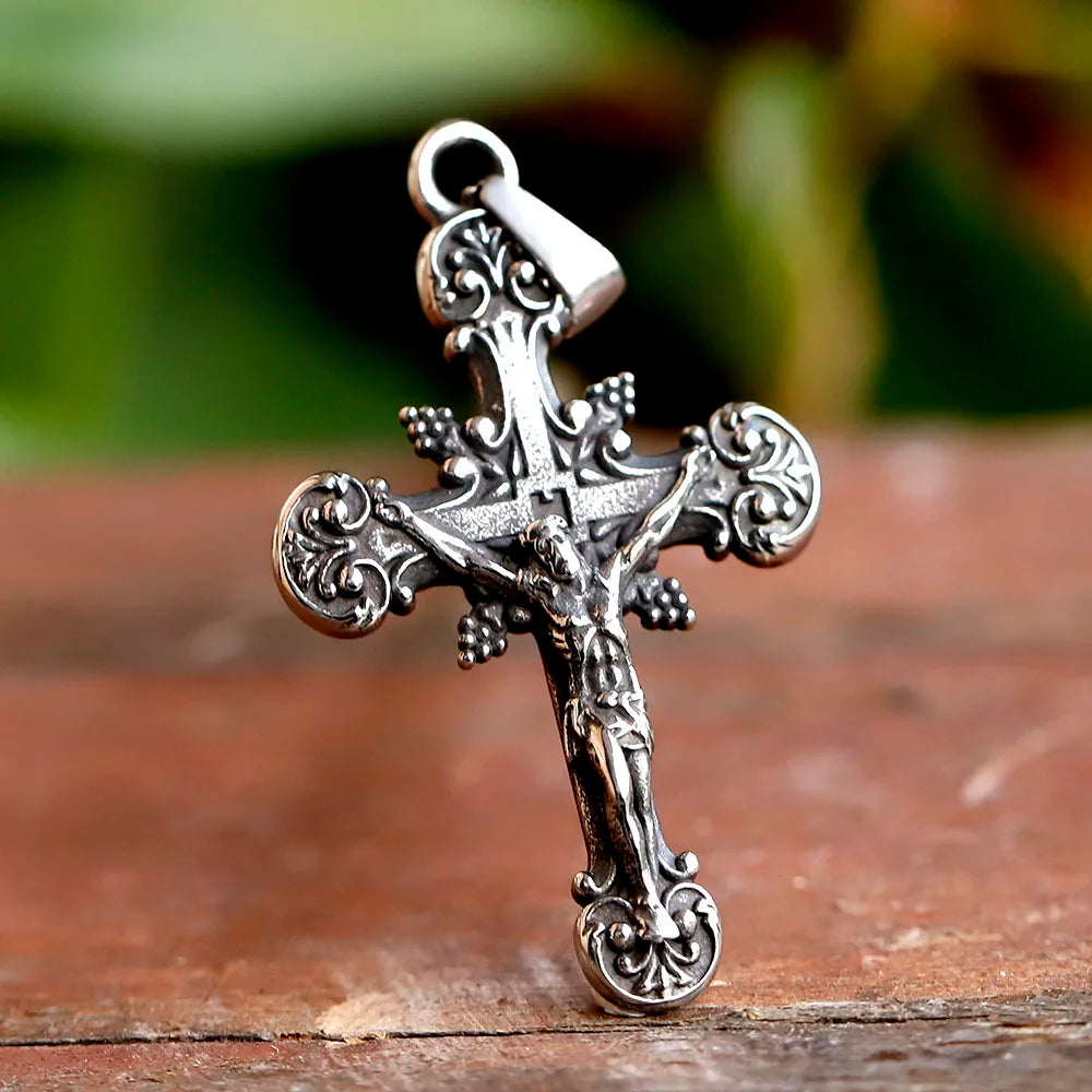 2022 NEW Men's 316L stainless-steel n Jesus Cross Amulet Pendant Necklace for teens punk biker Jewelry Gift free shipping