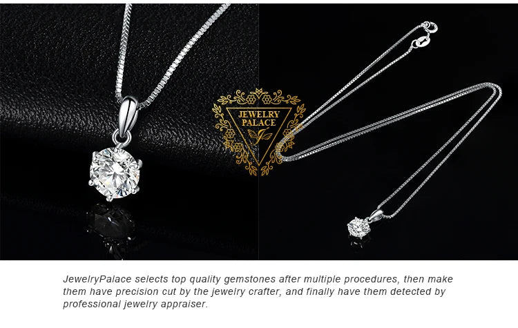 JewelryPalace Classic 1ct Round CZ 925 Sterling Silver Pendant Necklace for Woman No Chain Fine Jewelry Fashion Anniversary Gift