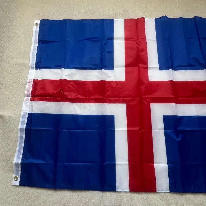 Iceland flag 90x150cm polyester hanging printed Icelandic Red Cross flag Indoor outdoor festive sports decorated banner flags