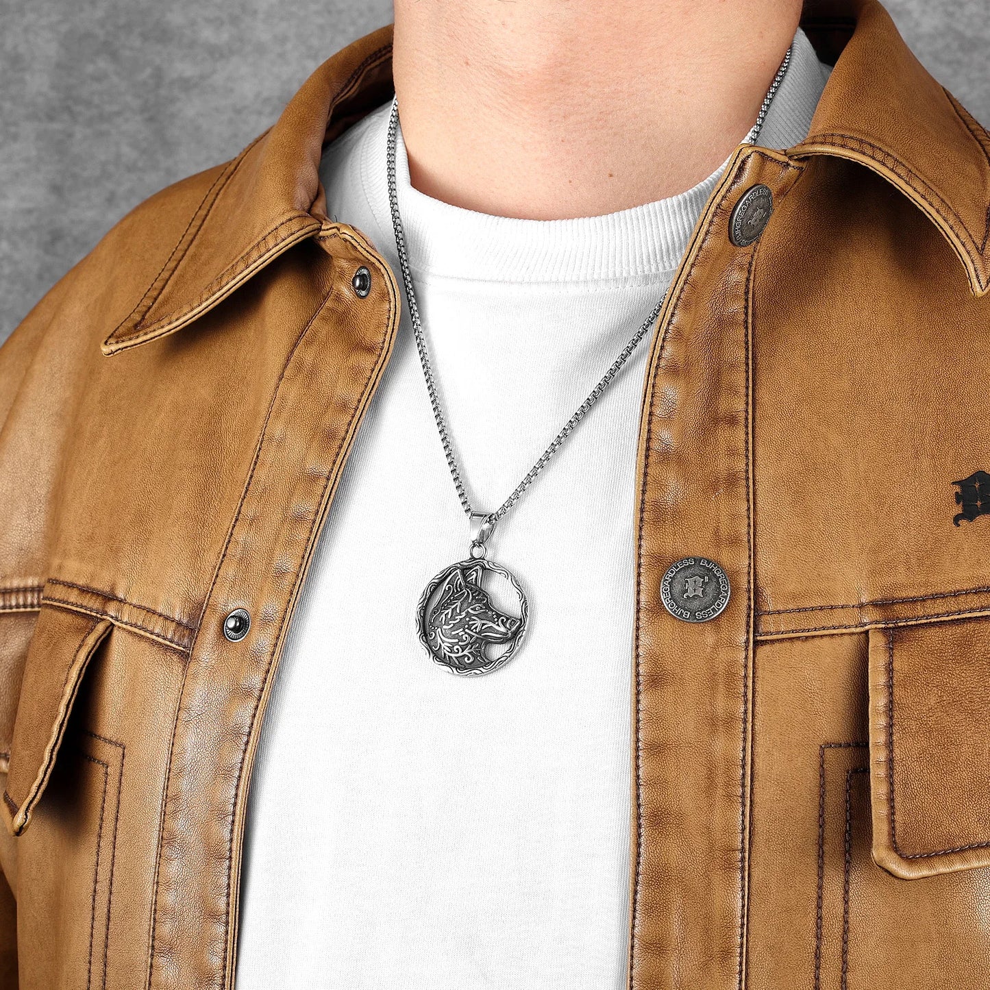 Wolf Head Carving Men Necklaces With Pendant Stainless Steel Jewelry For Male Women Punk Hip Hop Accessories Gifts Wholesale