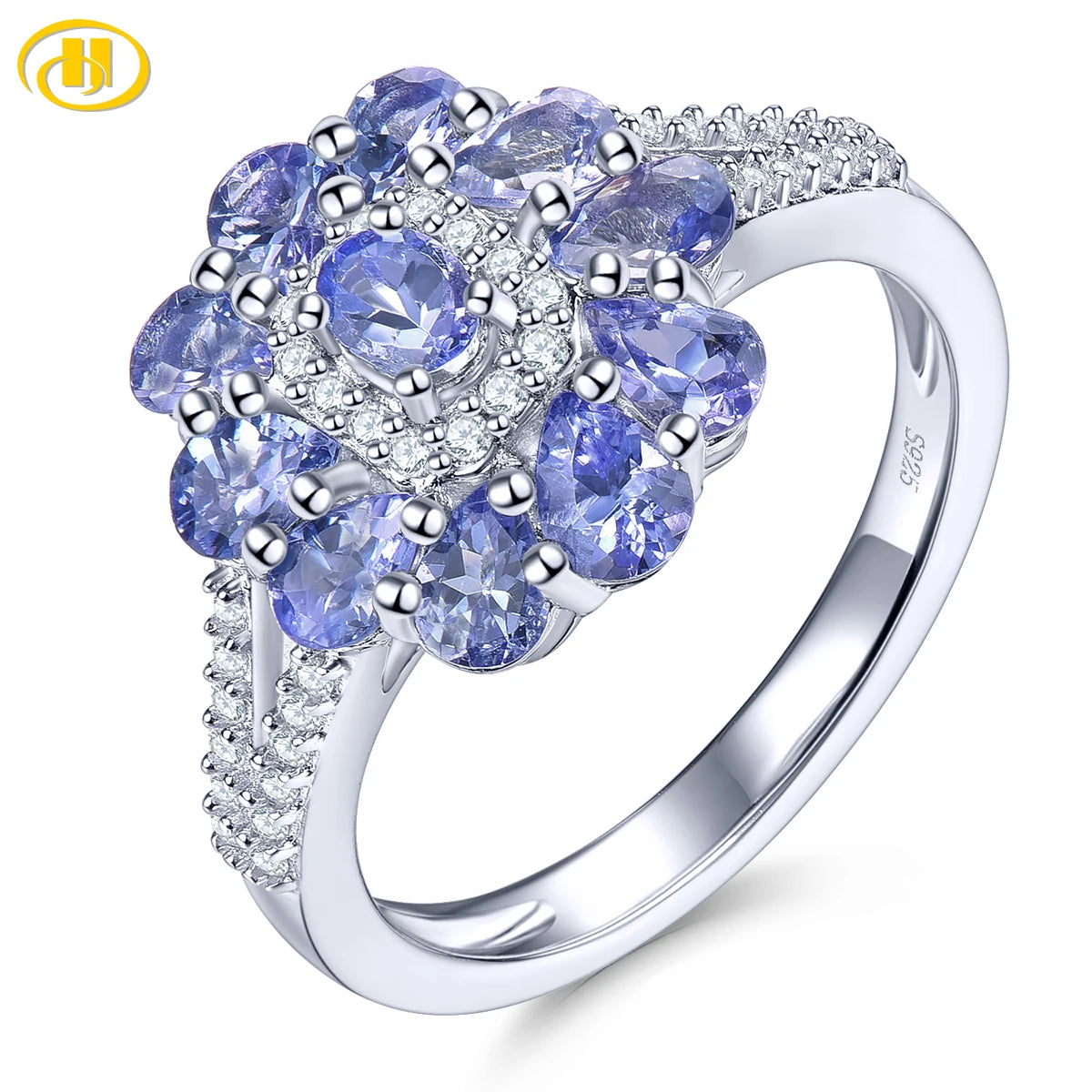 Natural Tanzanite Silver Rings 1.5 Carats Genuine Gemstone S925 Classic Jewelry Top Quality Birthday Gifts Wedding Jewelrys