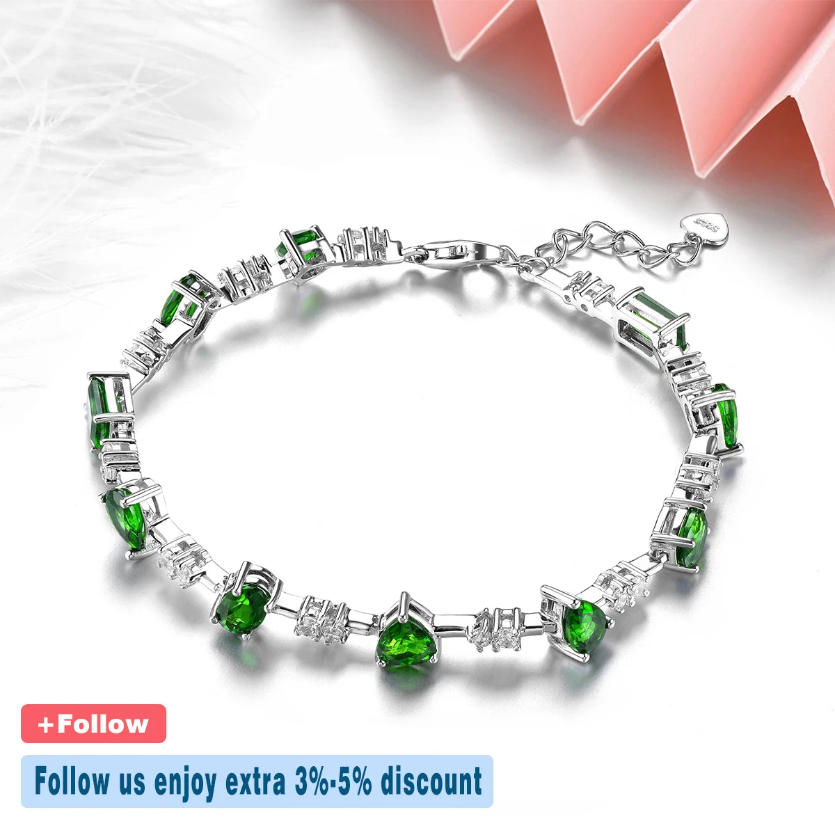 Natural Chrome Diopside Sterling Silver Bracelet 5.2 Carats Genuine Gemstone Women Classic Simple Design S925 Jewelrys Gifts