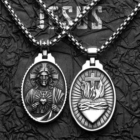 Powerful Amulets Jesus Cross Stainless steel Men Necklaces Pendants Chain For Women Jewelry Male Accessories Gifts Wholesale