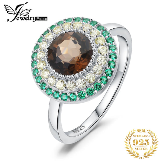 JewelryPalace New Arrival Avocado 2.2ct Natural Smoky Quartz 925 Sterling Silver Cocktail Ring for Woman Girl Fashion Fine Gift CHINA