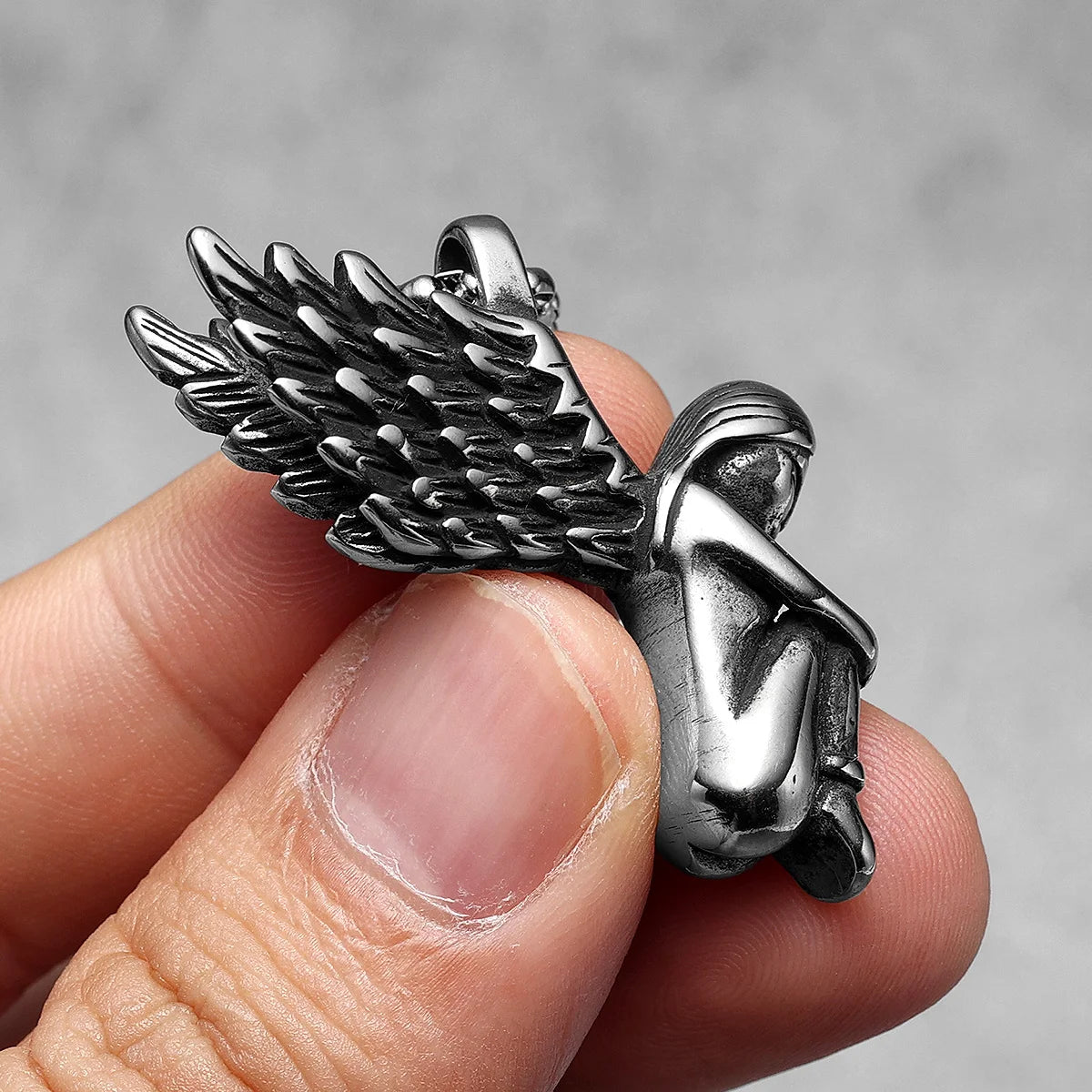 Guardian Angel Wings Stainless Steel Men Necklaces Pendant Chain Punk For Women Fashion Jewelry Gifts Wholesale Dropshiping