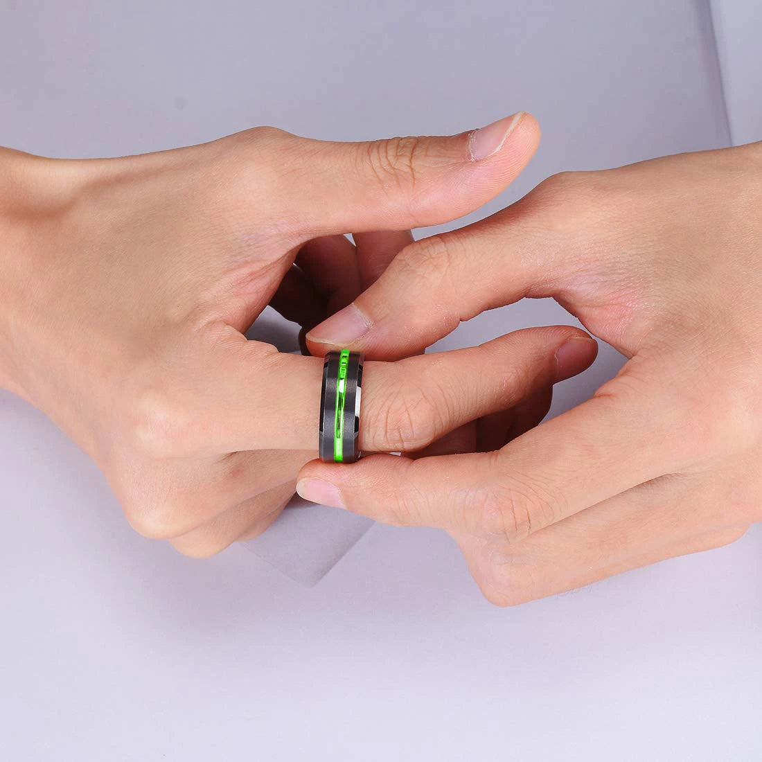 Modern 8mm Black Titanium steel Rings for Men Women Groove Multi-Faceted Stainless Steel Men Ring Wedding Band Jewelry Wholesale