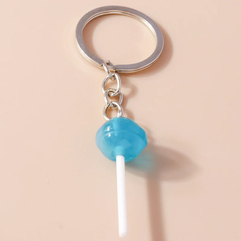 Lovely Resin Candy Lollipop Keychain Mini 3D Simulation Food Key Rings for Men Women Handbag Pendants DIY Kids Jewelry Gifts as picture shows 18