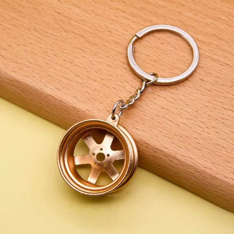 Creative Gear Head Keychain Speed Gearbox Keyring for Car Key Turbo Hub Brake Disc Pendant Shock Absorber Keys Holder Chain Ring