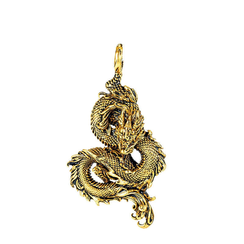 Stainless Steel Domineering Chinese Dragon Pendant Chain for Men Fashion Punk Dragon Necklaces Popular Party Jewelry