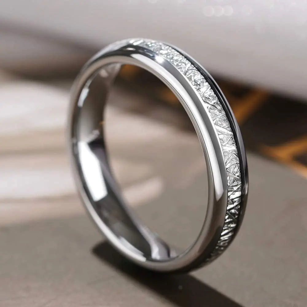 Simple Titanium Stainless Steel Rings For Men Women Koa Wood Inlay Luxury Wedding Band Engagement Rings Jewelry anillos mujer