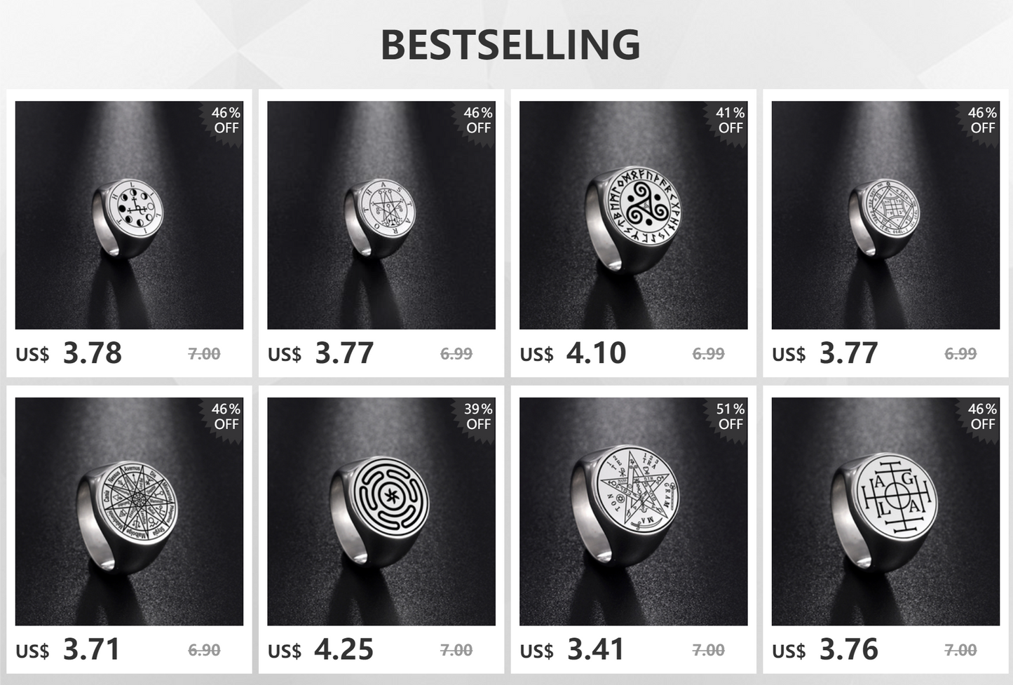 LIKGREAT Stainless Steel Rings for Men Triskele Triple Spiral Symbol Amulet Solomon Signet Ring Punk Occult Magic Pagan Talisman
