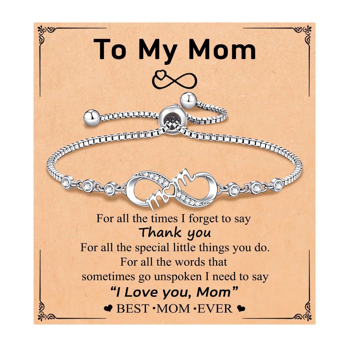 Love-filled diamond beaded bracelet, birthday jewelry gifts for wife, daughter, mother, grandmother, sister, mom, with cards