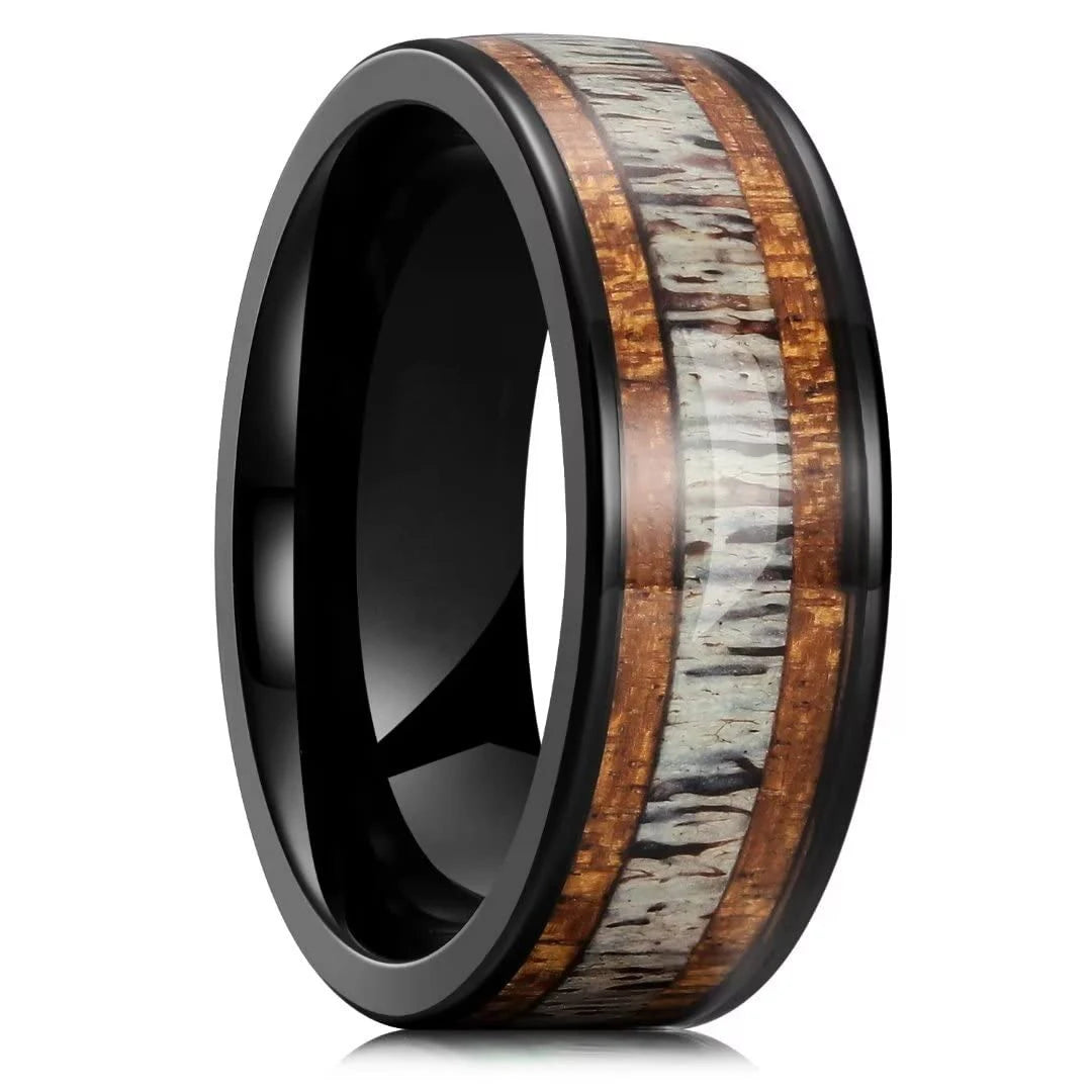 Fashion 8mm Men Stainless Steel Rings Inlay Colorful Abalone Shell Rings For Men Women Wedding Engagement Band Jewelry Gift