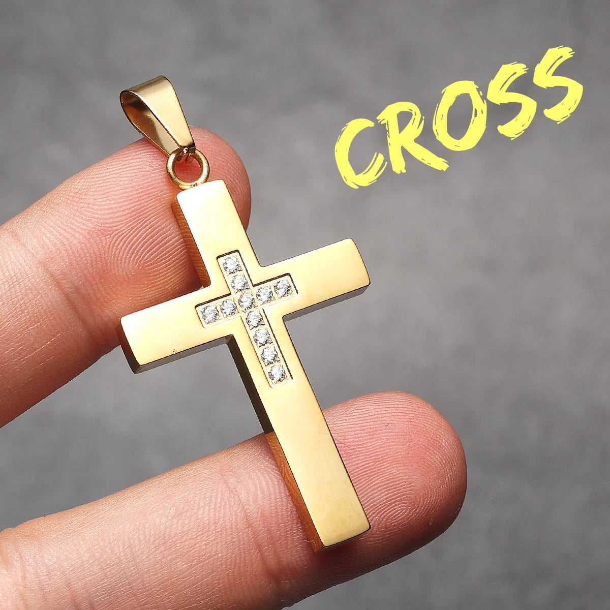 Cross Simple Gemstone Stainless Steel Men Necklaces Pendant Chain Punk For Women Fashion Jewelry Gifts Wholesale Dropshiping