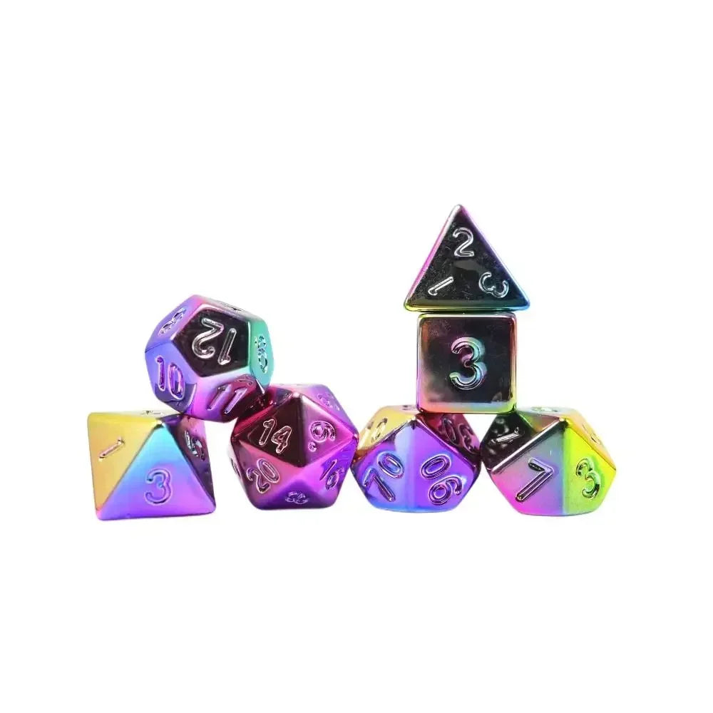 New Style 7Pcs/Set Gold Plating Dice Cthulhu DND Run Dice Table Games RPG Polygonal Dice Set Children's Board Game Party Gift multicolor