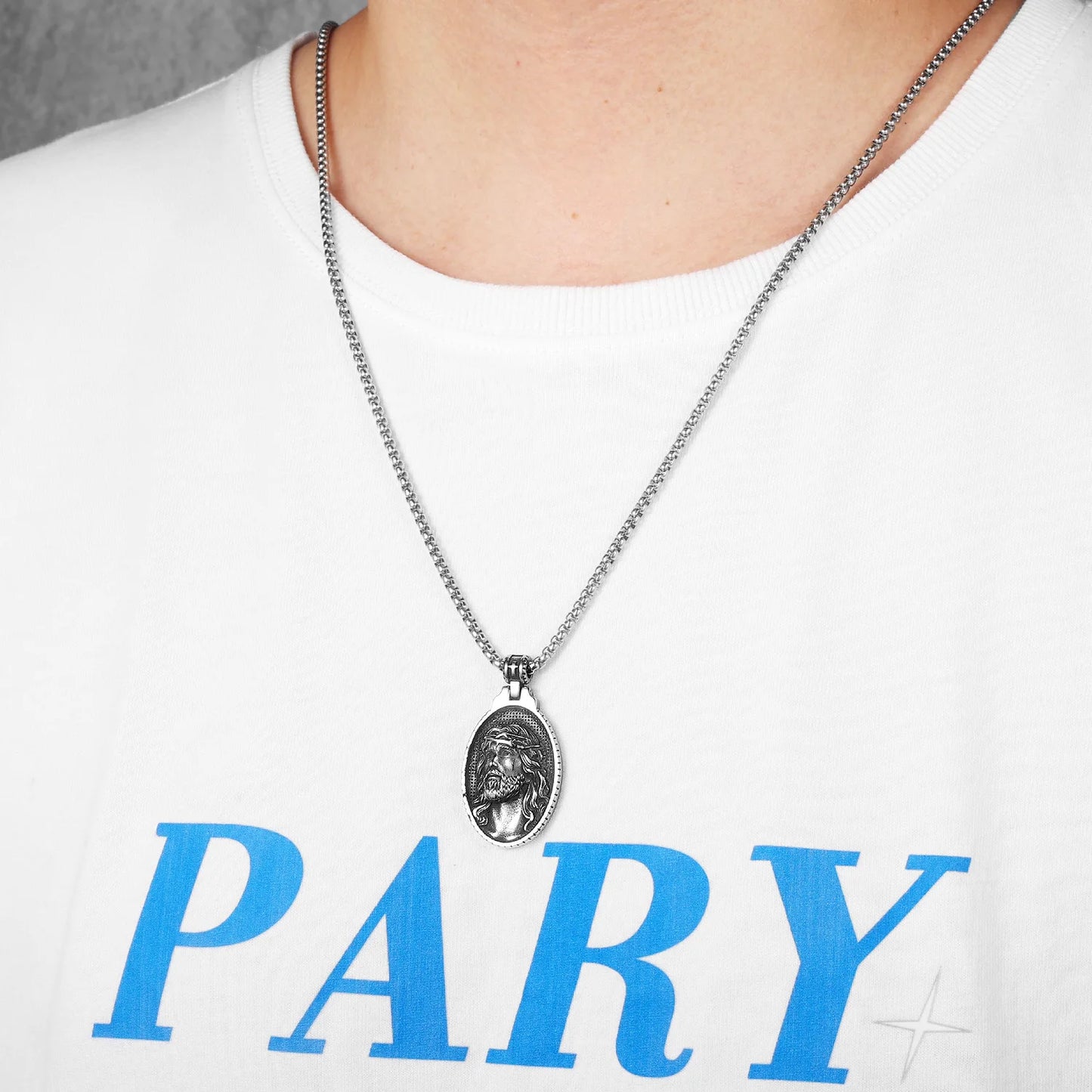 Christian Jesus Powerful Amulets Stainless steel Men Necklaces Pendants Chain For Women Jewelry Male Accessories Gifts Wholesale