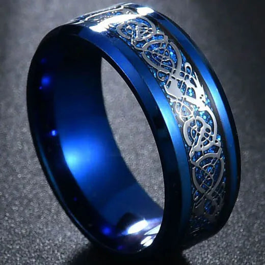 Fashion New 8mm Simple Men Ring Smooth Stainless Steel Blue Charms Rings Women's Couple Jewelry Gift Dropshipping