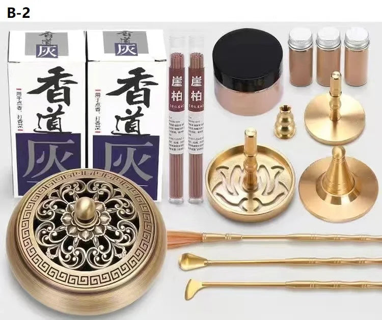 Incense Burner Set Brass Incense Fragrance Making Kit Incense Sealing Mold Incense Holder for Yoga Meditation Home Fragrance B-2