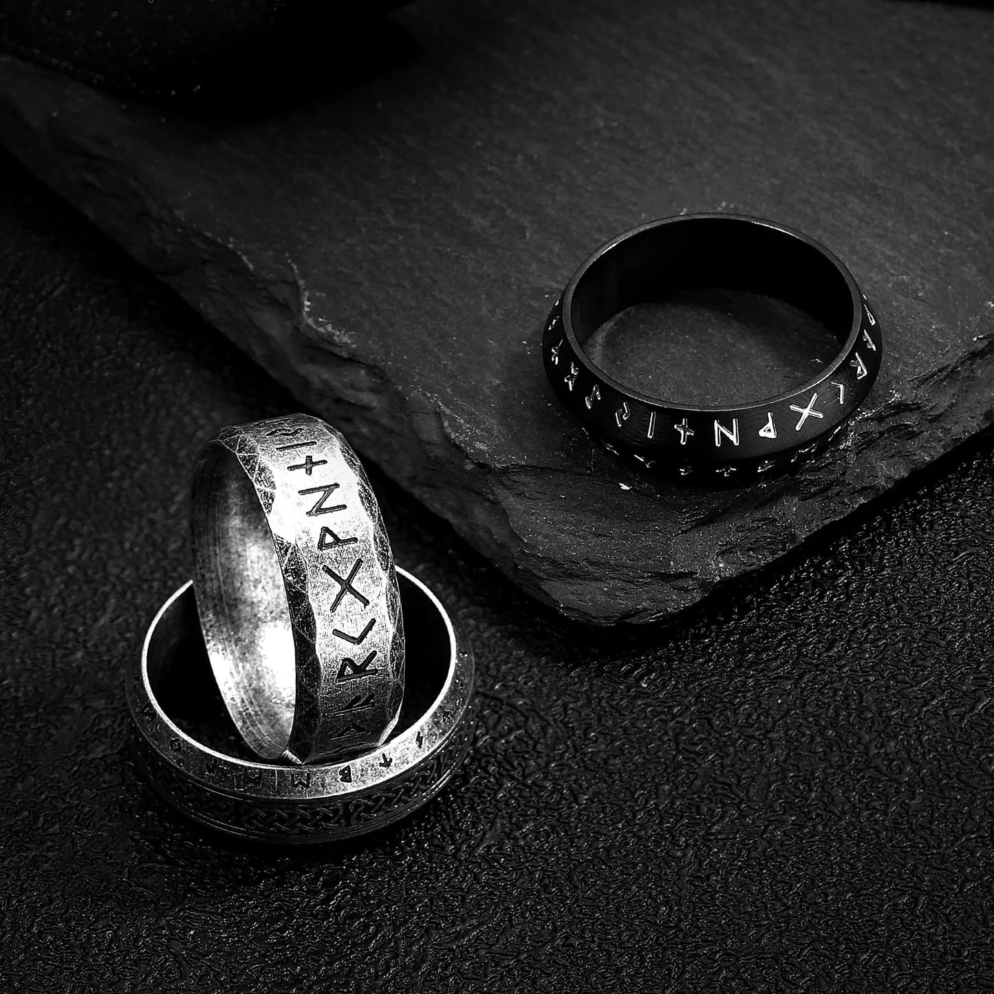 Vintage Odin Norse Viking Rune Rings For Men Fashion Stainless Steel Celtic Knot Rings Retro Couple Amulet Jewelry Drop shipping