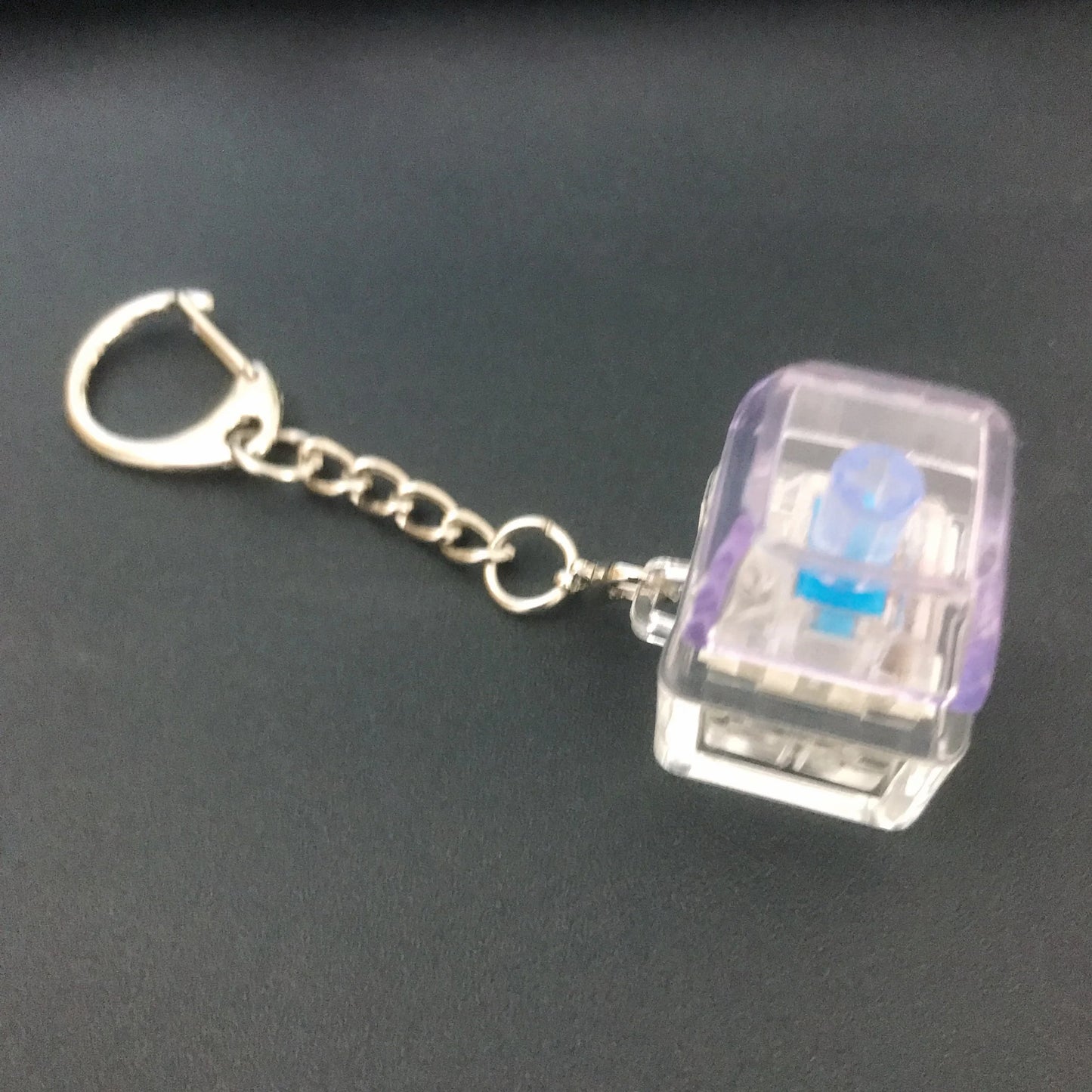 Fingertip Button Keychain Fidget Toy LED Keyboard Key Cap Key Chain Mechanical Switch Keyring Stress Relief Gadget Purple