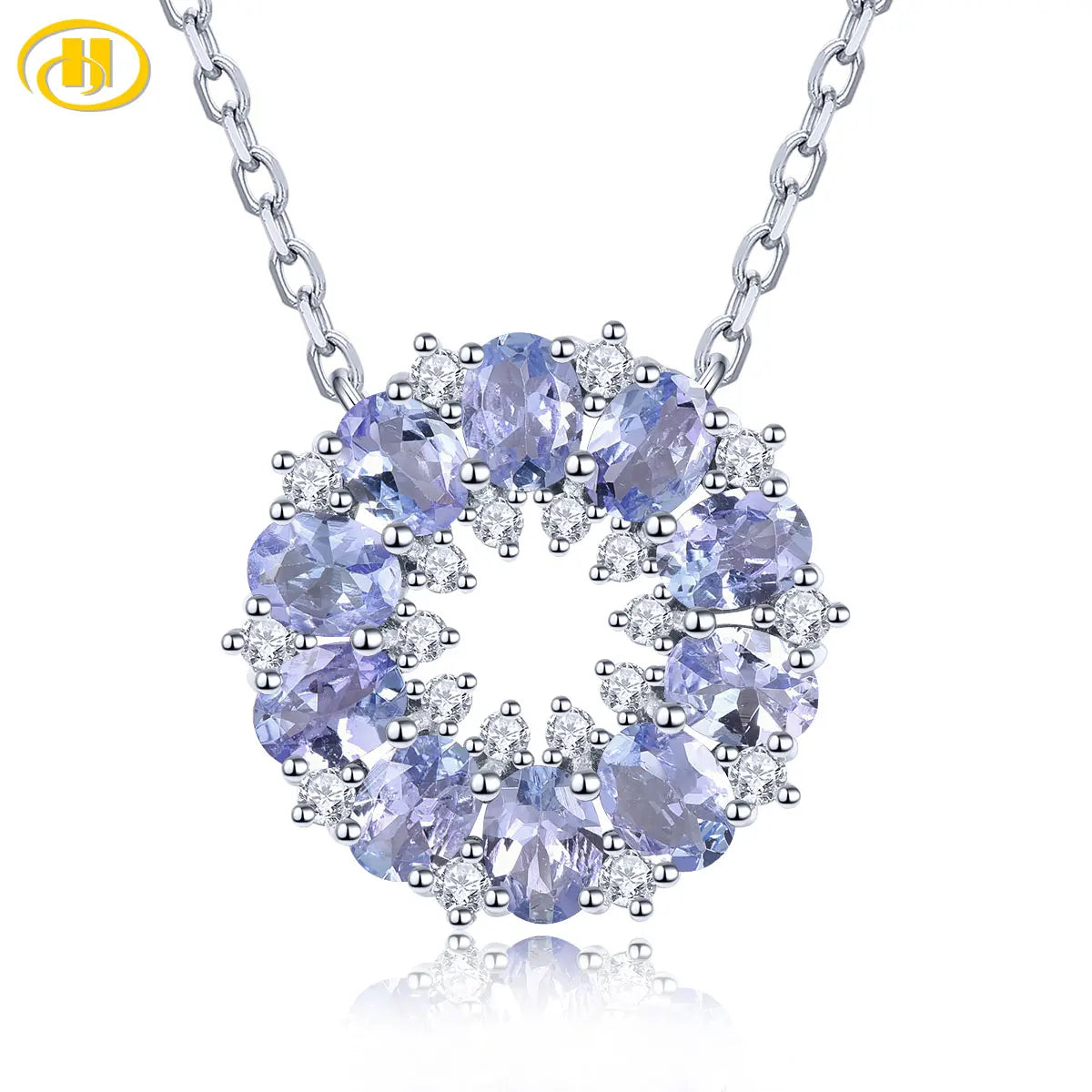 Natural Tanzanite Sterling Silver Pendant 1.6 Carats Genuine Light Purple Gemstone Romantic Exquisite S925 Fine Jewelry Style